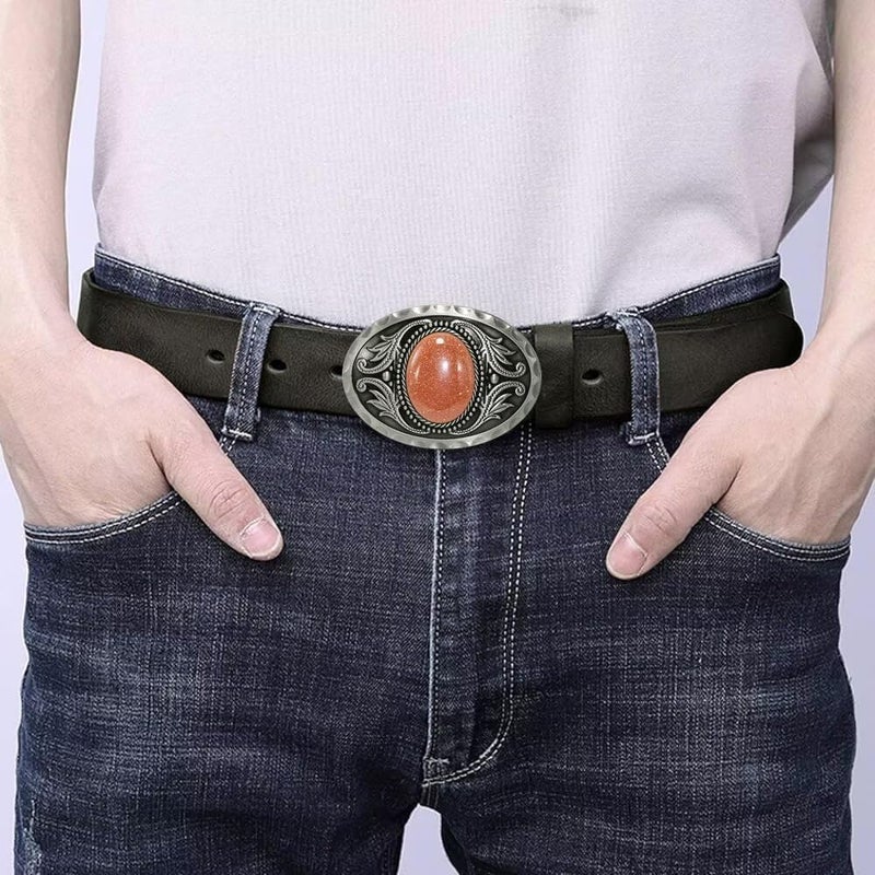 GURANSE Natural Gems Tiger Eyes Stone Belt Buckle With Acanthus Western Cowboy Style More Colors - Image 3